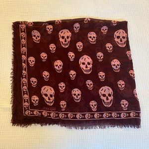 Alexander McQueen Silk Scarf, Burgandy/Maroon